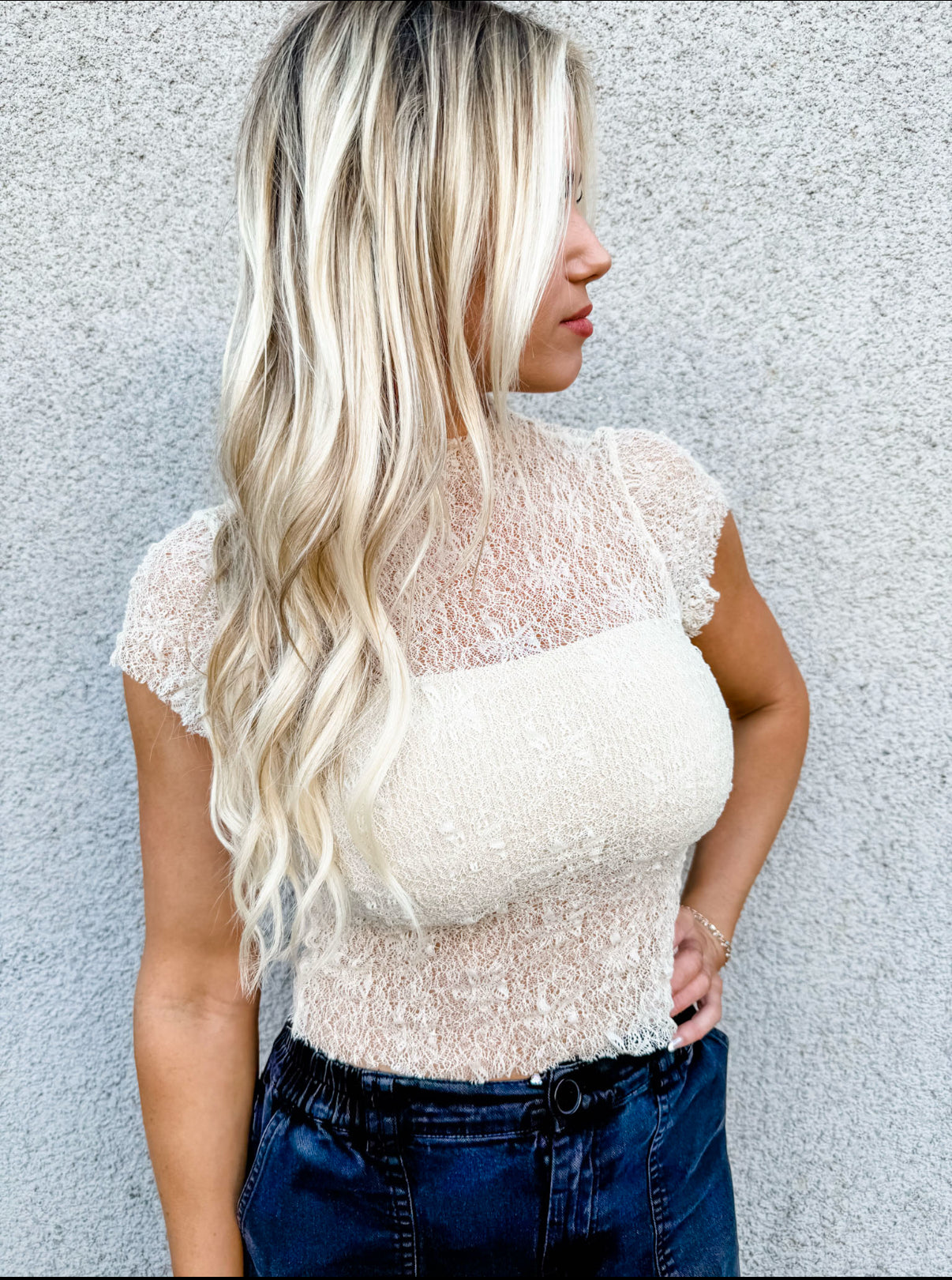 lace short sleeve turtleneck